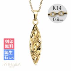 ハワイアンジュエリー ネックレス レディース サーフボード イエローゴールド 刻印無料 名入れ無料 誕生石 K14 14金 K14カットあずきチェ