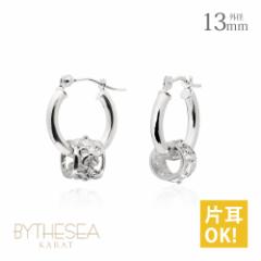 ハワイアンジュエリー ピアス レディース フープ ホワイトゴールド クロッシング ハイビスカス バレル 透かし キャッチレス 外径13mm 14