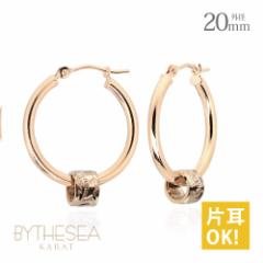 ハワイアンジュエリー ピアス レディース フープピアス ピンクゴールド チューブ スクロール クロッシングピアス キャッチレス 外径20mm 