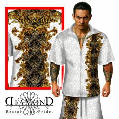 中綿ジャケット 服 DIAMOND JAPAN dj-181 クロコ総柄 バロック柄 黒 金