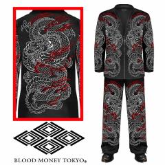 セットアップジャージ (長袖+長ズボン) 服 BLOOD MONEY TOKYO 龍 和柄 