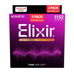 ELIXIR #16564 [#11027 NANOWEB Custom Light 80/20 Bronze/11-52 x3�Z�b�g] �y������������3set Pack�z