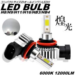 ���� LED�t�H�O LED�w�b�h���C�g �R���p�N�g ��̌^LED LED �t�H�O�����v 6000K 12000LM H8H9H11H16/HB3/HB4 2�� DC12V