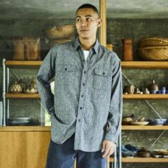 \񏤕i COUPONzz@orslow / RELAX FIT WORK SHIRT BLACK CHECK IAXE [NVc