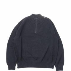 COUPONzz@crepuscule / Light Moss Stitch Half Zip P/O  BLACK  NvXL[@n[tWbv@vI[o[
