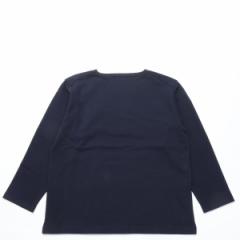 COUPONzz@Yonetomi / WAVE COTTON BASQUE KNIT PULLOVER BOAT NECK NAVY lg~j[x[VbN oXNVc