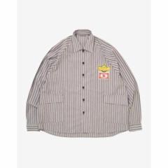 COUPONzz@Sillage / big pocket overshirt dead stock gray stripe@VA[W@rbO|PbgI[o[Vc XgCv