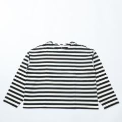 COUPONzz@maillot / Border Big Boat Neck Tee BLACK }C {[_[TVc
