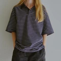 COUPONzz Riprap / POLO SHAPED SH S/S(POPLIN/TYPEWRITER BORDER) DK NAVY*WHITE bvbv |Vc {[_[