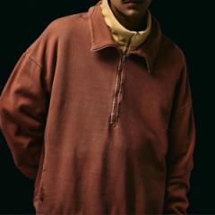 COUPONzz@Work of Art Kendai / Damaged Half Zip SH Rbg n[tWbvXEFbg RED [NIuA[g@vI[o[