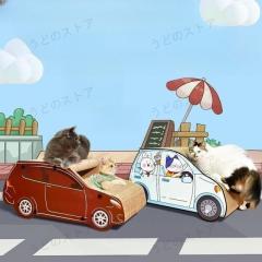 猫ハウス 猫小屋 SUV車形段ボール こペット用品 猫おもちゃ キャットダンボールハウス 猫用爪とぎ ペットハウス 爪とぎ兼ベッド 猫