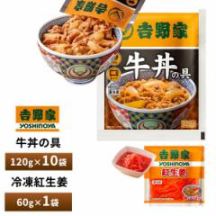 吉野家 牛丼の具 120g×10食詰合せ 紅生姜1袋 送料無料 冷凍
