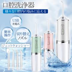口腔洗浄器 ジェットウォッシャー 口腔洗浄機 歯垢除去 替えノズル4本付き ウォーターフロス 歯間 歯石ジェット洗浄 USB充電式 電動 大容