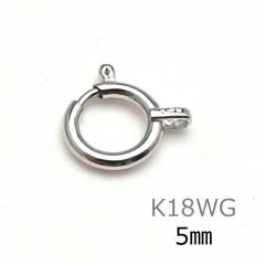 ������ K18WG 5mm 18�� �q�L�� ���ߋ� �z���C�g�S�[���h ���� �l�b�N���X �u���X���b�g �p�[�c 1���� �P�i �C�� �n���h���C�h �����A��