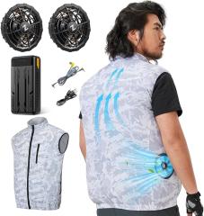 Xinpeke 空調作業服 43V超高電圧 ファン付きベスト 作業服 熱中症対策 Xinpeke] 空調作業服 半袖 【2025夏の超爆風 43V業界最強電圧】 ファン