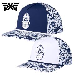 PXG �L���b�v �_�[�N�l�X �e�B�L �X�J�� 5�p�l�� �J�[�u�h �r�� �l�C�r�[ �z���C�g Darkness Tiki Skull 5Panel Curved Bill �S���t H-24