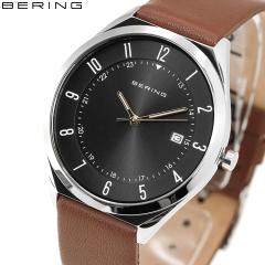 �x�[�����O BERING �r���v �����Y ���f�B�[�X �E���g���X���� ���U�[�x���g �u���b�N�~�u���E�� Mens Unisex Ultra Slim 18738-502