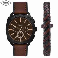 フォッシル FOSSIL 腕時計 メンズ MACHINE クロノグラフ ブラック ステンレススチールウォッチ＆ブレスレットセット FS6102SET