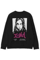 X-girl �G�b�N�X�K�[�� 105254015015 FACE JACQUARD KNIT TOP �t�F�C�X�W���K�[�h�j�b�g BLACK ���K�ʔ� ���f�B�[�X