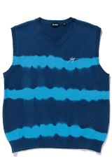 �Z�[��40%OFF XLARGE �G�N�X�g�����[�W 101231015002 TIE DYE STRIPED KNIT VEST XLARGE �j�b�g�x�X�g NAVY ���K�ʔ� �����Y ���f�B�[�X 