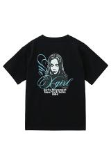 X-girl �G�b�N�X�K�[�� 105261011011 CURSIVE SCRIPT LOGO AND FACE S/S TEE T�V���c BLACK ���K�ʔ� ���f�B�[�X