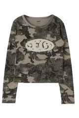 X-girl �G�b�N�X�K�[�� 105261011020 OVAL LOGO PATCH L/S COMPACT TOP �R���p�N�gT�V���c CAMO ���K�ʔ� ���f�B�[�X