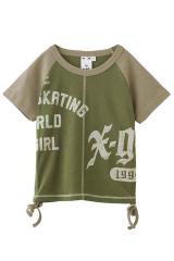 �Z�[��30%OFF X-girl �G�b�N�X�K�[�� 105252013021 PANELED GRAPHIC RAGLAN BABY TEE �x�r�[T�V���c OLIVE ���K�ʔ� ���f�B�[�X