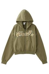 �Z�[��30%OFF X-girl �G�b�N�X�K�[�� 105251012004 X-girl STAR LOGO ZIP UP HOODIE �W�b�v�p�[�J�[ OLIVE ���K�ʔ� ���f�B�[�X