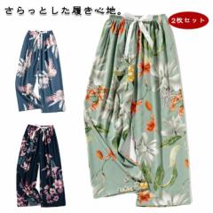 ルームウェア 2枚セット 夏 ラクチン 軽量 アイスシルク ボトムス 薄手 2枚セット ワイドパンツ レディース 部屋着 ホームウェア ラウン