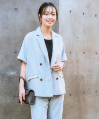 ジャケット アウター レディース 麻調合繊 ハーフ スリーブ セットアップ対応 夏 S/M/L/LL ニッセン nissen