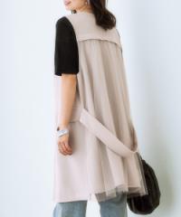 Tシャツ カットソー レディース バック チュール ロング ジレ S/M/L/LL ニッセン nissen