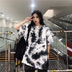 レディースTシャツ長袖タイダイ柄ゆるい秋韓国ファッショントップスBF風原宿系ダンスヒップホップカジュアル cupload269972.jpg