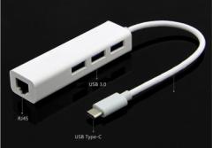 USB3.0 Type C to 3|[g USB3.0 nut C[Tlbg L@LAN A_v^/USB3.0 TYPE C to 3Port USB3.0 HUB{RJ45 Ethernet LAN