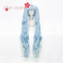 VOCALOID 初音ミク風ウィッグ カットセット済み VACALOID ボーカロイド 雪ミク SNOW MIKU 初音ミク アホ毛 風 コスプレ
