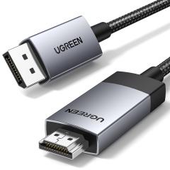 UGREEN DisplayPort-HDMI 変換ケーブル アクティブ4K@60Hz 2K@144Hz ディスプレイポート hdmi 変換 アルミ製 PC テレビ PS5/4/3に対応 逆