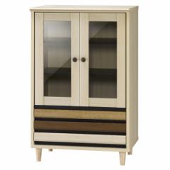 キャビネット　ガラス扉　北欧風　モダンデザイン　オルネ　幅59cm （ 収納棚 カップボード 食器棚 おしゃれ 北欧 ディスプレイラック ラ