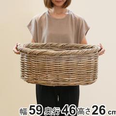 バスケット ラタン 幅59×奥行46×高さ26cm 持ち手付き かご 大きい