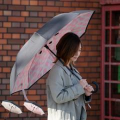 傘 晴雨兼用 逆さに開く2重傘 circus Dot サーカス 長傘 二重傘 アーモンドベージュ×ブラック （ カサ かさ 雨傘 日傘 アンブレラ UV対
