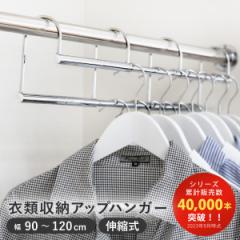 ハンガー 伸縮式 衣類収納アップハンガー 幅90～120cm （ 収納 衣類ハンガー コート収納 段違い コート掛け 日本製 クローゼット 収納ア