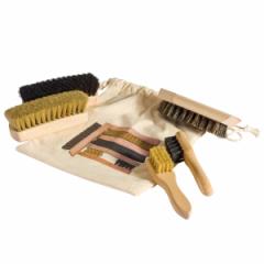 Redecker レデッカー 靴磨きセット 靴磨きトラベルセット 専用バッグ入り （ 靴磨き 6点 セット 馬毛ブラシ 植物繊維ブラシ クロス 収納