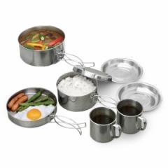 キャンプクッカー アウトドアクッカー8点セット （ モンターナ MONTAGNA アウトドア 食器 鍋 フタ マグカップ セット ステンレス クッカ
