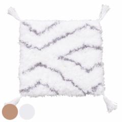 チェアパッド ノア 38cm （ クッション シートクッション 四角 ロングシャギーパイプ タッセル 滑り止め チェアクッション チェアマット 