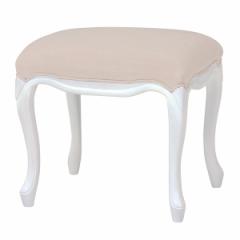 スツール 姫系 ロマンチック HAMPTON 座面高47cm （ 白家具 猫脚 クラシック アンティーク イス いす 椅子 完成品 マホガニー 天然木 ）