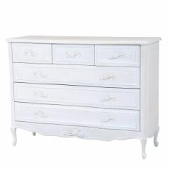 ワイドチェスト 幅120cm 4段 姫系 猫脚 完成品 HAMPTON （ 洋タンス 6杯 白家具 クラシック 天然木 アンティーク調 収納 箪笥 たんす タ