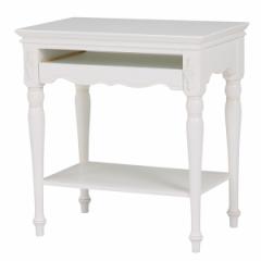 パソコンテーブル スライド台付 姫系 ロマンチック HAMPTON 幅70cm （ 白家具 ろくろ脚 クラシック アンティーク 完成品 スライド付き マ