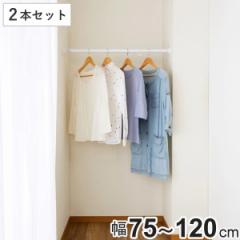 突っ張り棒 取付幅：75～120cm 小 突ぱりパワフルポール 白 強力 2本セット （ つっぱり棒 突っ張りポール 伸縮棒 洗濯 室内干し 隙間収