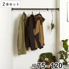 つっぱり棒 幅75～120cm 突ぱりパワフルポール マットブラック 小 2本セット （ 突っ張り棒 ツッパリ つっぱり 突っ張りポール ブラック 