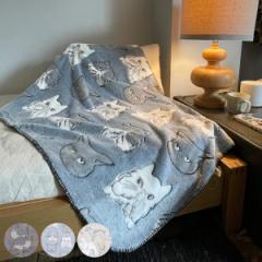ブランケット 120×80cm アニマル 蓄光プリント （ 蓄光 膝掛け 光る 猫 犬 ポンチョ ボタン付 ひざ掛け プレゼント 毛布 冷房対策 軽量 
