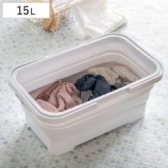 バケツ 折りたたみ 15L ソフトタブ ハンドル付き （ 折り畳みバケツ 大容量 角型 持ち手付 ソフト タブ 漬け置き洗い 桶 洗い桶 洗濯かご