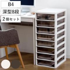 書類ケース フロアケース アプロス B4 深型 8段 幅32.3×奥行40.6×高さ83.9cm 同色2個セット （ レターケース 引き出し 書類 収納ケース